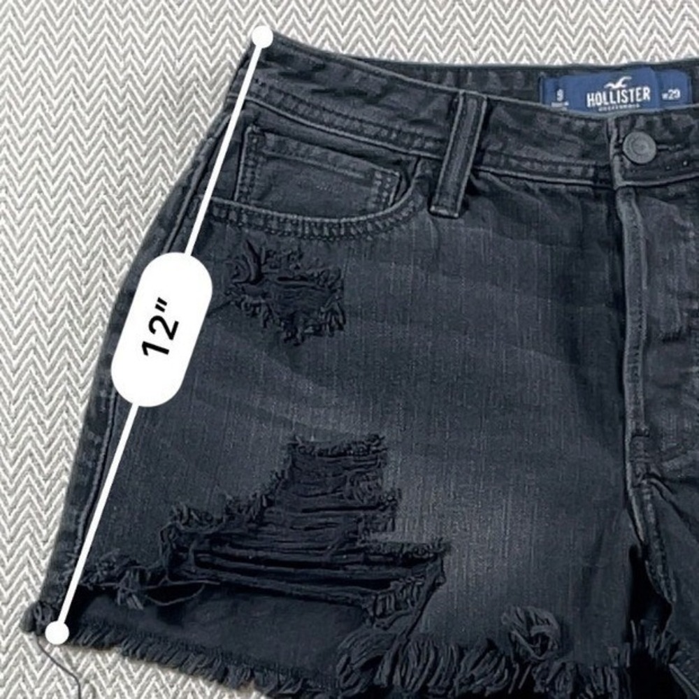 Hollister Womens Sz 9 Black Ultra High-Rise Mom Shorts 3" Inseam Jean Denim - Picture 8 of 11